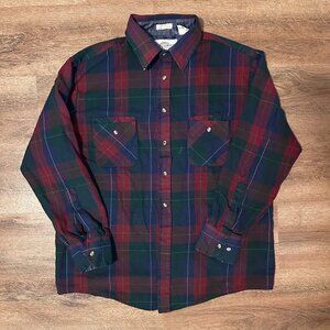 Northwest Territory Casual Button Down Mens Large Red Plaid Rugged Flannel Shirt